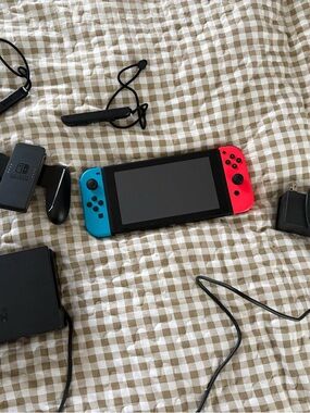 Nintendo Switch with Neon Blue Left & Neon Red Right Joy‑Con